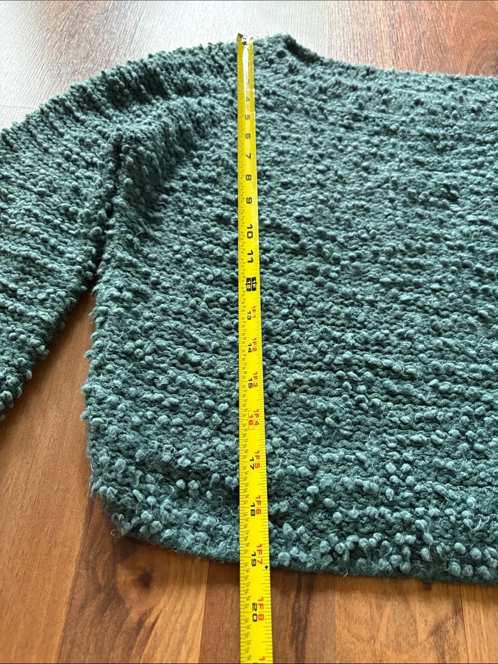 Billabong Women’s Teal Bouclé Cropped Scoop-Neck Sweater Size S